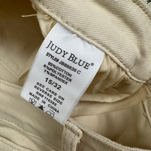 Judy Blue Jeans 15/32 High Waist Cream Garment Dyed Crochet Patches JB88836 - Picture 5 of 8